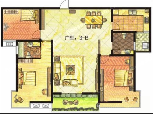 東方明珠 3室2廳2衛1廚1陽臺137.04㎡